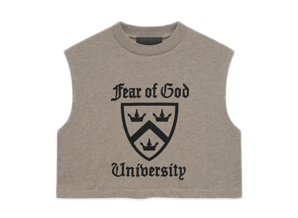 FEAR OF GOD Essentials Women's Tri-Blend Cropped Muscle Tee "Heather Gray"