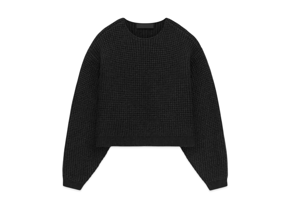 FEAR OF GOD Essentials Women's Heavy Waffle Cropped Crewneck "Black"