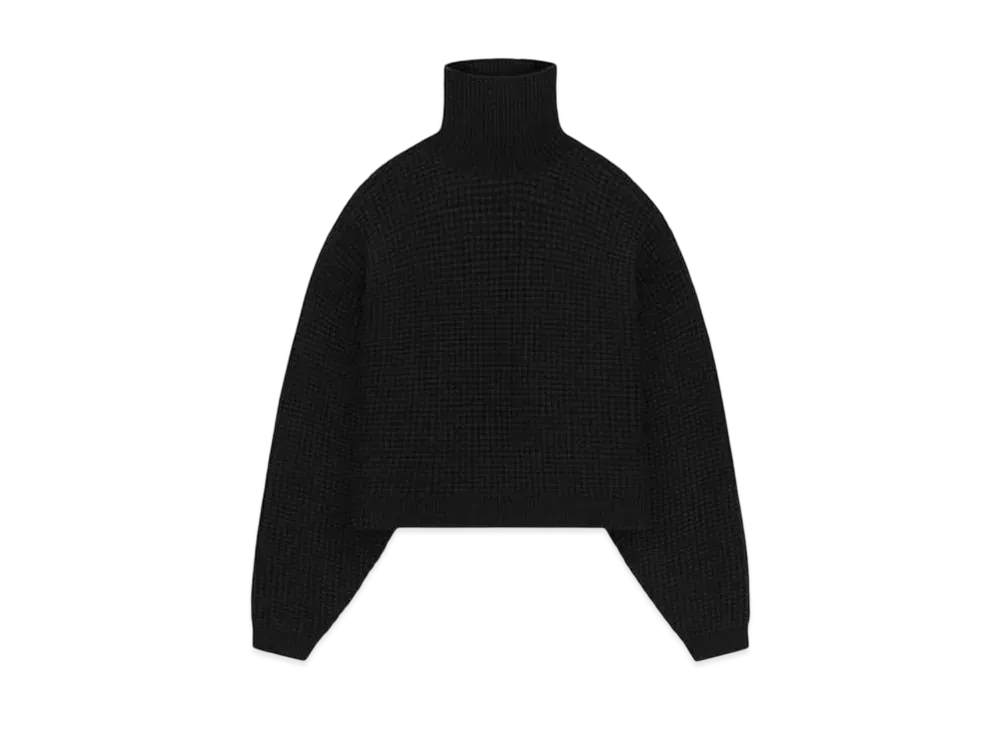 FEAR OF GOD Essentials Women's Heavy Waffle Cropped Turtleneck "Black"
