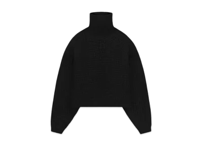 FEAR OF GOD Essentials Women's Heavy Waffle Cropped Turtleneck "Black"