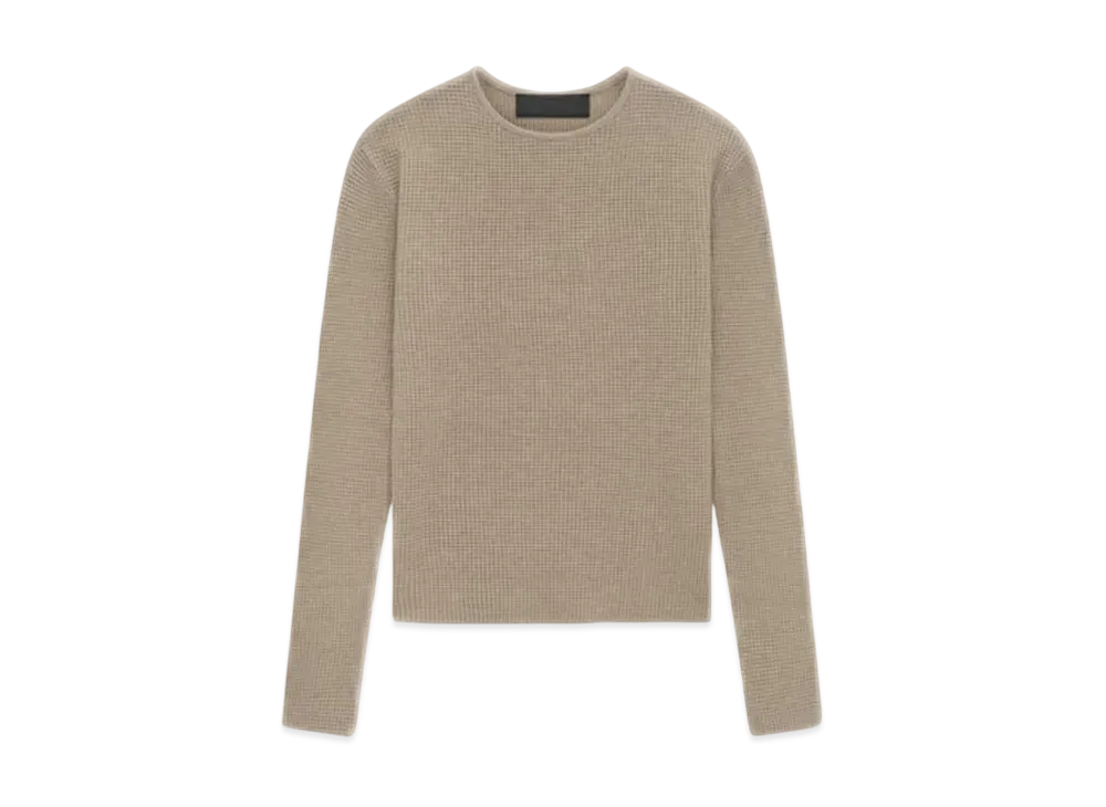 FEAR OF GOD Essentials Women's Waffle Fitted Long Sleeve Sweater "Desert Sand"