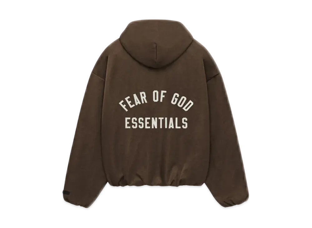 FEAR OF GOD Essentials Women's Textured Nylon Hooded Bomber "Brown"