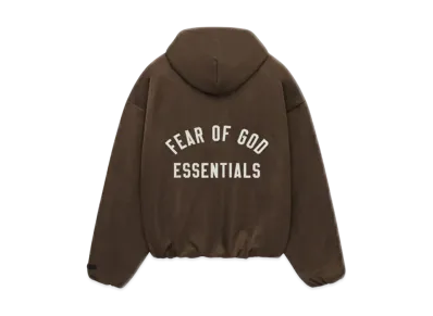 FEAR OF GOD Essentials Women's Textured Nylon Hooded Bomber "Brown"