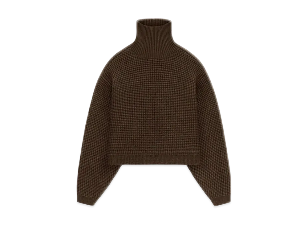 FEAR OF GOD Essentials Women's Heavy Waffle Cropped Turtleneck "Brown"