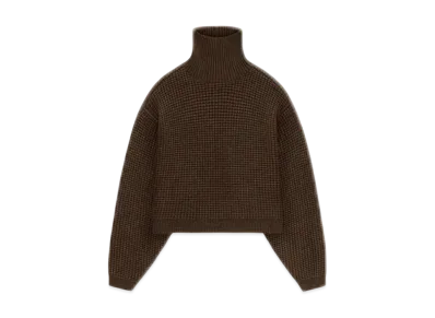 FEAR OF GOD Essentials Women's Heavy Waffle Cropped Turtleneck "Brown"