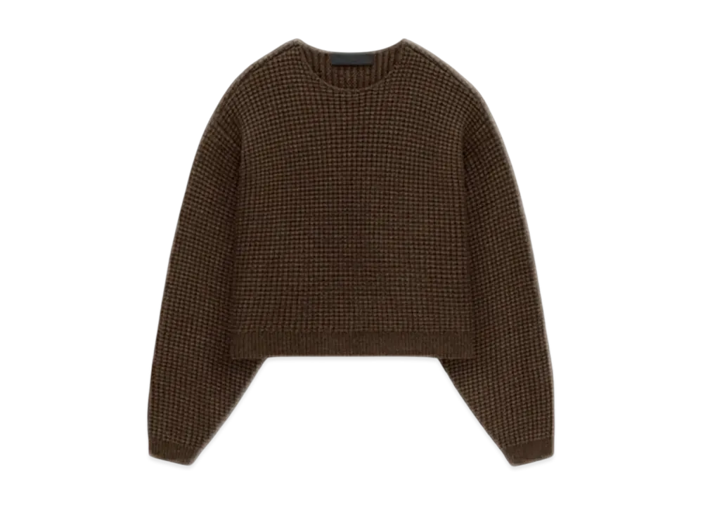 FEAR OF GOD Essentials Women's Heavy Waffle Cropped Sweater "Brown"