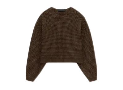 FEAR OF GOD Essentials Women's Heavy Waffle Cropped Sweater "Brown"