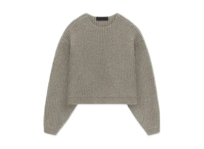 FEAR OF GOD Essentials Women's Heavy Waffle Cropped Sweater "Heather Gray"
