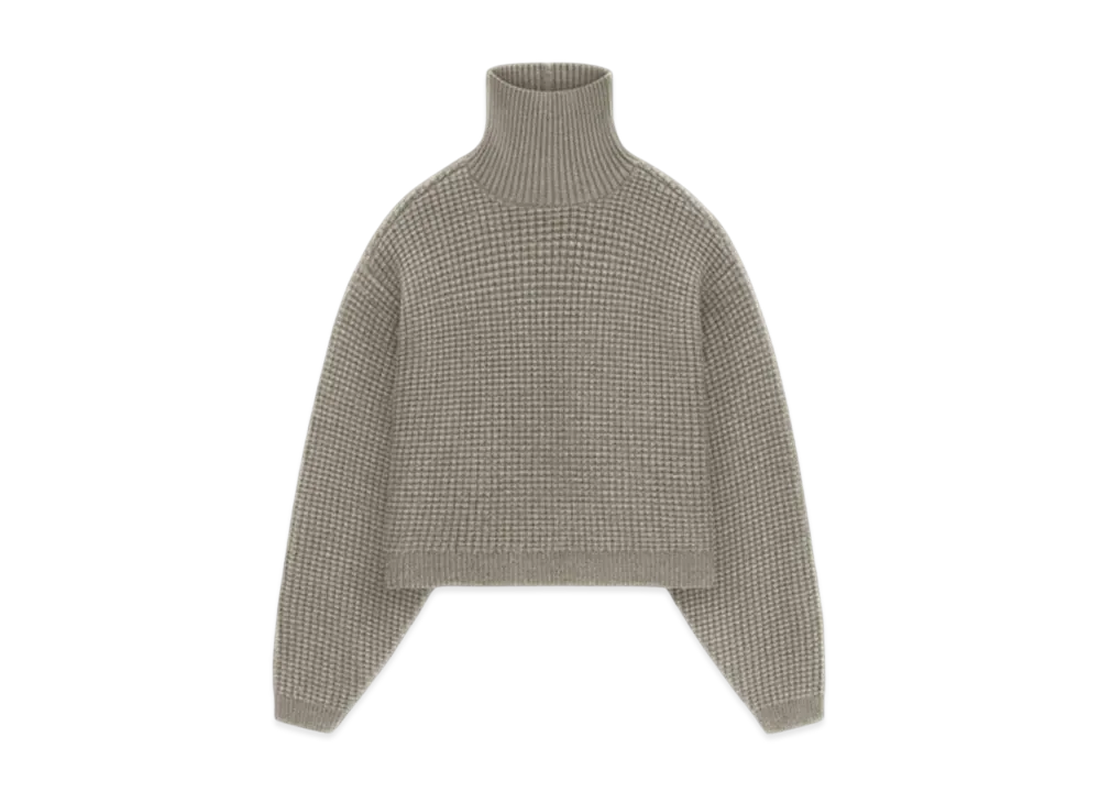 FEAR OF GOD Essentials Women's Heavy Waffle Cropped Turtleneck "Heather Gray"