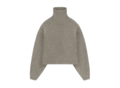 FEAR OF GOD Essentials Women's Heavy Waffle Cropped Turtleneck "Heather Gray"