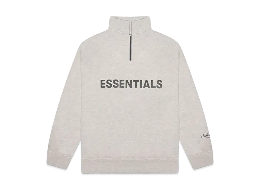 FEAR OF GOD ESSENTIALS Half Zip Pullover Sweater "Heather Oatmeal"
