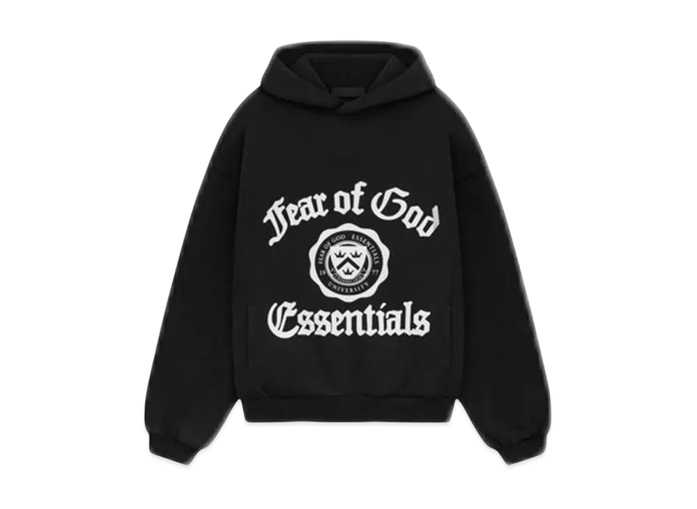 FEAR OF GOD Essentials Kid's Heavy Fleece Vintage Shrunken Hoodie "Black"