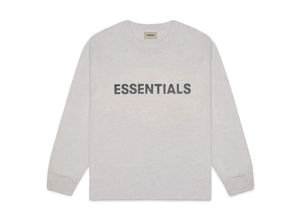 FEAR OF GOD ESSENTIALS 3D Silicon Applique Boxy Long Sleeve T-Shirt "Heather Oatmeal"