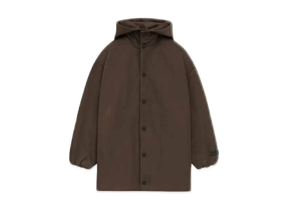 FEAR OF GOD Essentials Kid's Textured Nylon Hooded Coaches Jacket "Brown"
