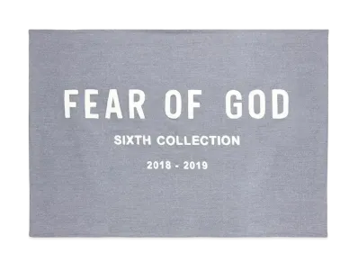 FEAR OF GOD Chenille Embroidered Throw Blanket "Grey"