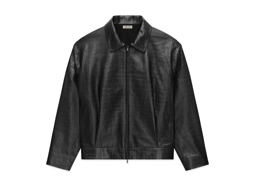 FEAR OF GOD Crocodile Embossed Leather Jacket "Black"