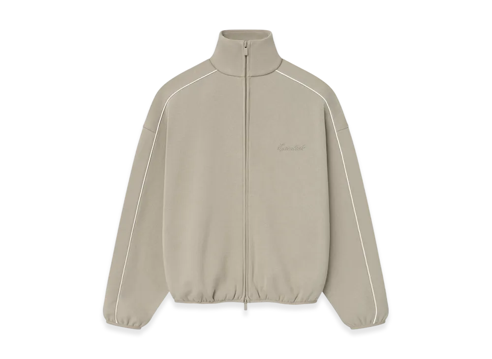 FEAR OF GOD ESSENTIALS Modern Fleece Track Jacket With Piping "Timber/Cloud White"