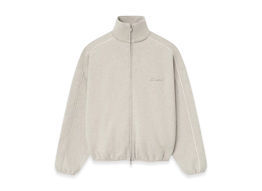 FEAR OF GOD ESSENTIALS Modern Fleece Track Jacket With Piping "Heather Stone/Cloud White"