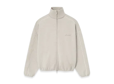 FEAR OF GOD ESSENTIALS Modern Fleece Track Jacket With Piping "Heather Stone/Cloud White"