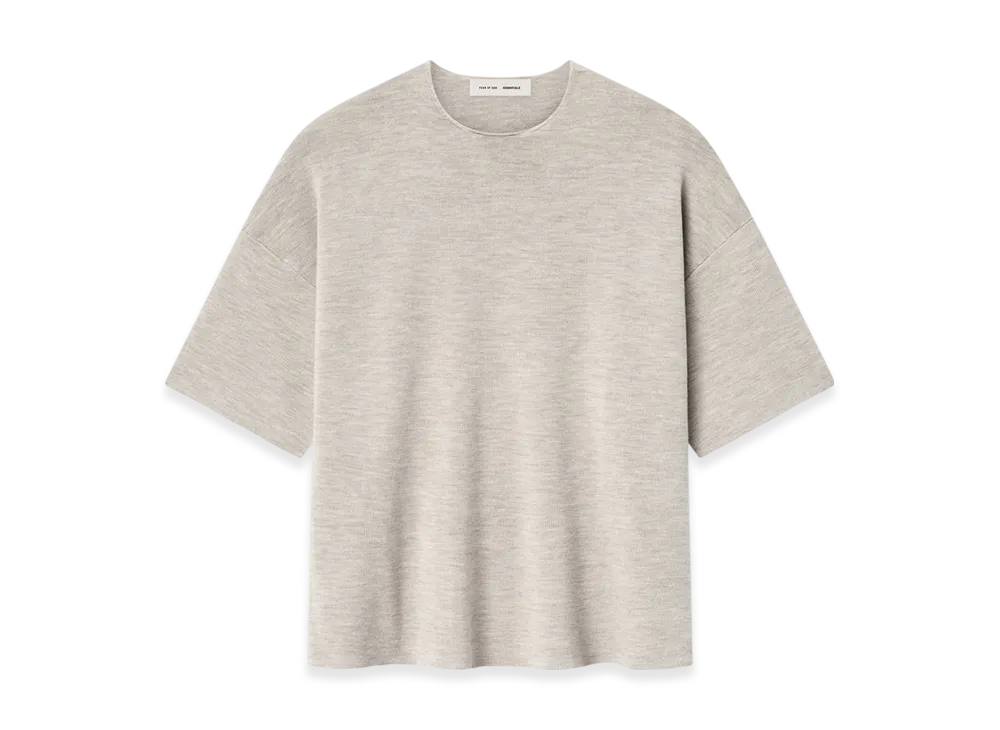 FEAR OF GOD ESSENTIALS Merino Short Sleeve Sweater "Heather Stone"