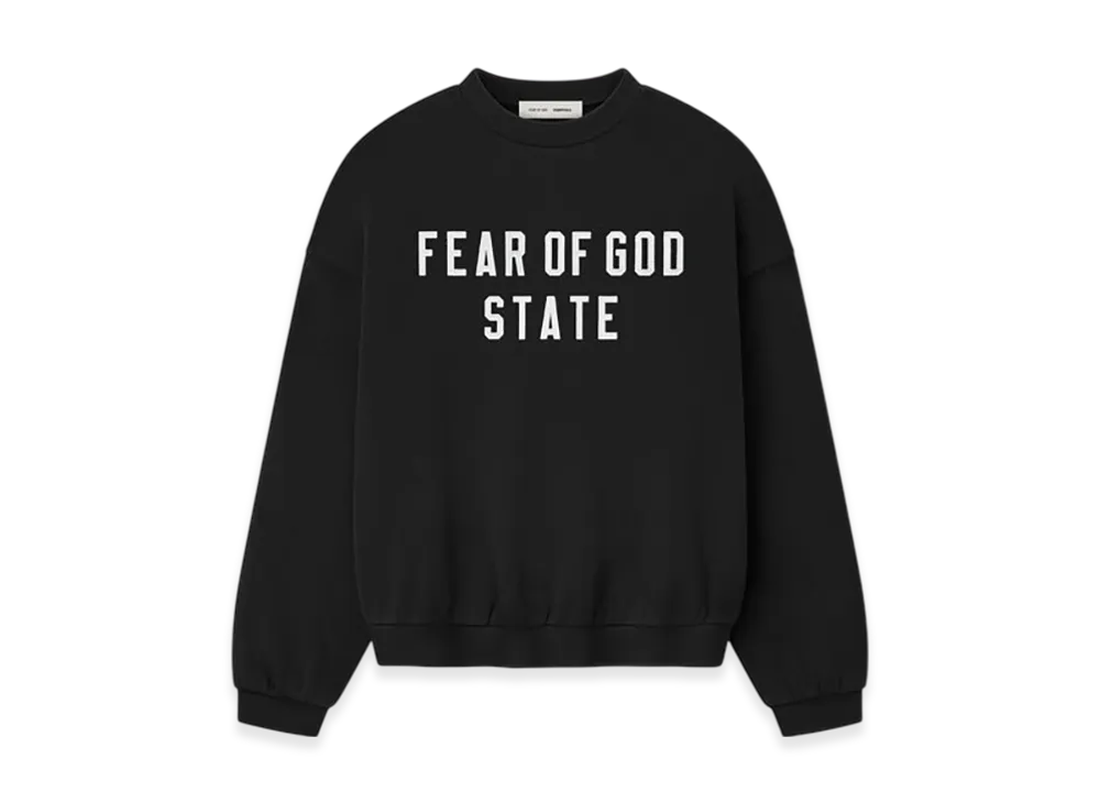 FEAR OF GOD ESSENTIALS 90's Fleece Crewneck "Jet Black"