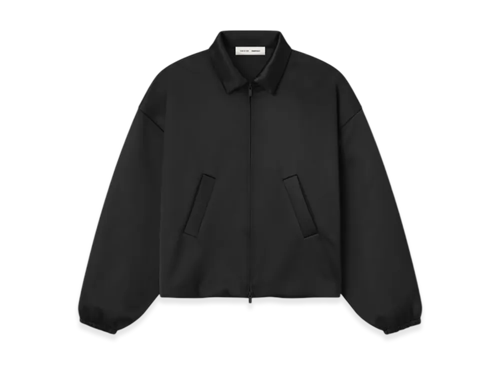 FEAR OF GOD ESSENTIALS Bonded Satin Bomber "Jet Black"
