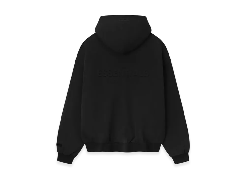 FEAR OF GOD ESSENTIALS Embossed Classic Fleece Zip-Up Hoodie "Jet Black"