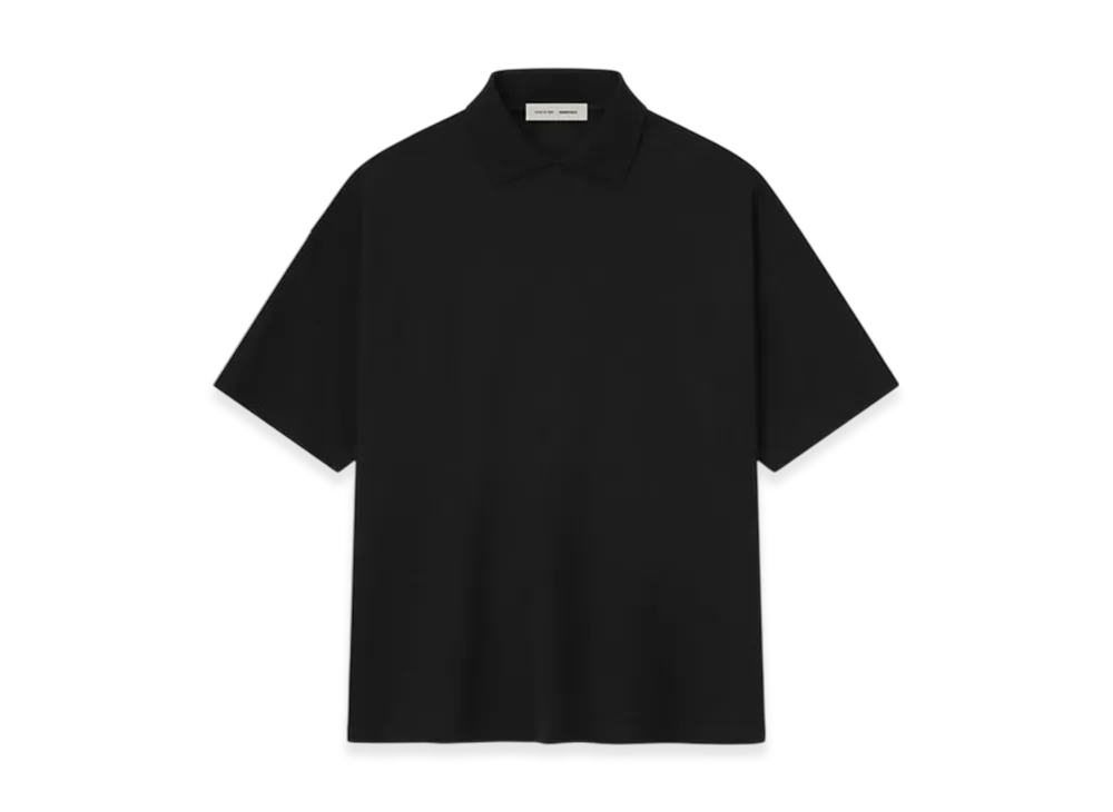 FEAR OF GOD ESSENTIALS Pique 90's Polo Sleeve Tee "Jet Black"