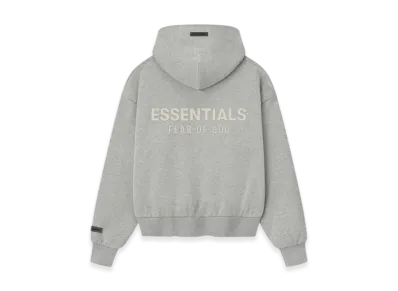 FEAR OF GOD ESSENTIALS Women's Classic Fleece Zip-Up Hoodie "Concrete Heather"