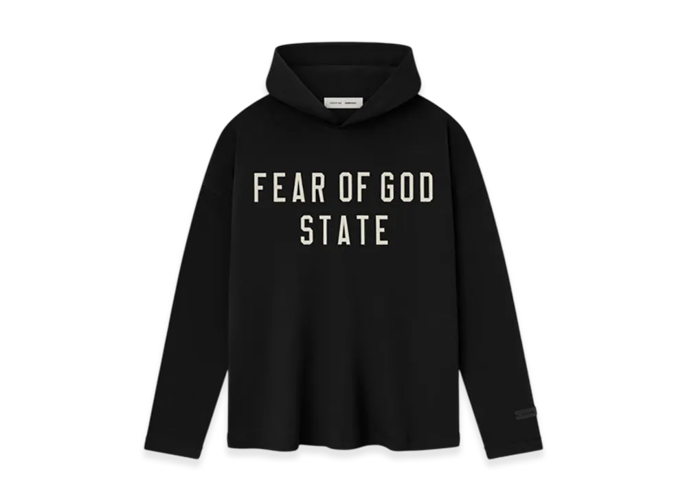 FEAR OF GOD ESSENTIALS Womens Jersey Long Sleeve Hoodie "Jet Black"