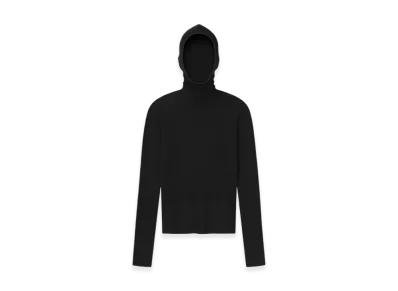 FEAR OF GOD ESSENTIALS Womens Waffle Long Sleeve Hoodie "Jet Black"