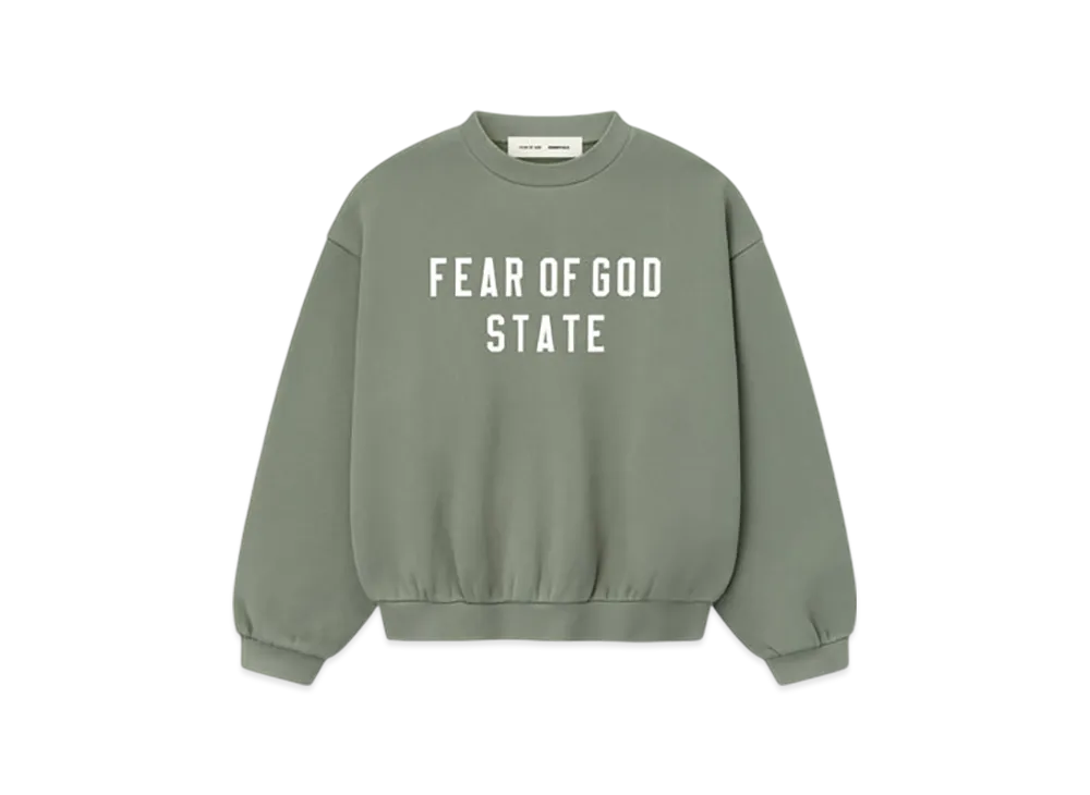 FEAR OF GOD ESSENTIALS Kids 90's Fleece Crewneck "Moss"
