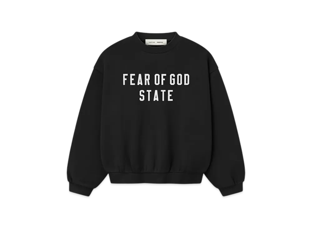 FEAR OF GOD ESSENTIALS Kids 90's Fleece Crewneck "Jet Black"