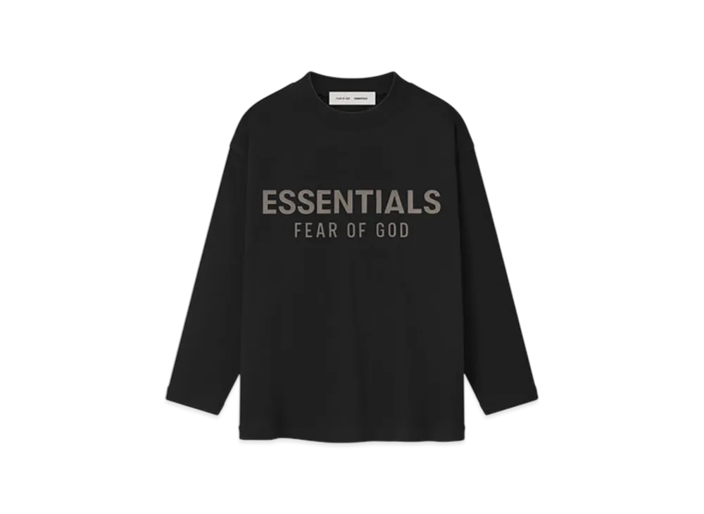 FEAR OF GOD ESSENTIALS Kids Classic Long Sleeve Tee "Jet Black"