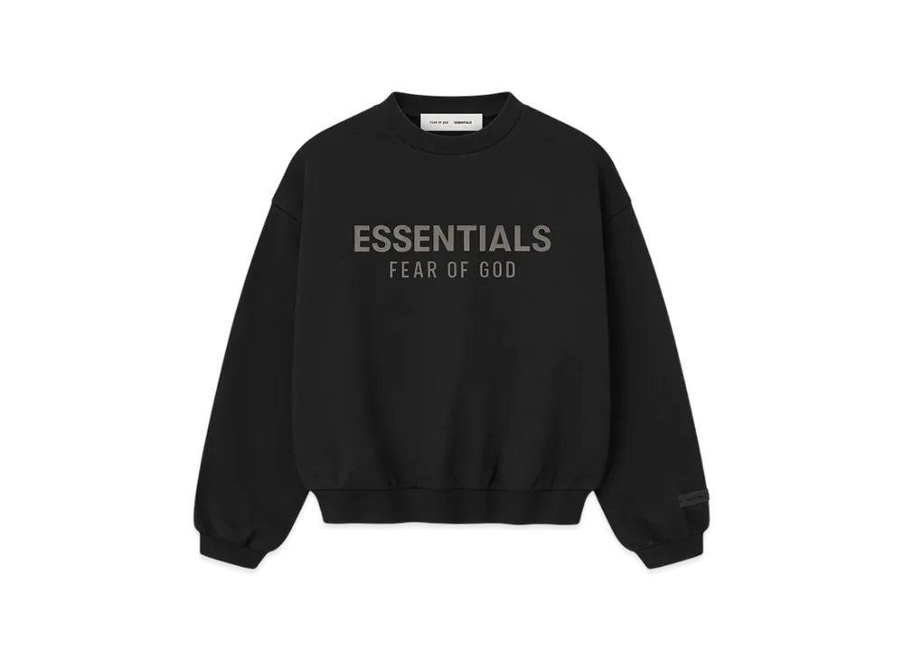 FEAR OF GOD ESSENTIALS Kids Fleece Crewneck "Jet Black"