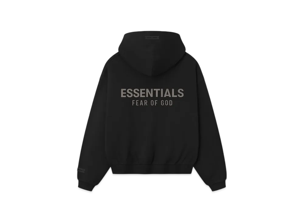FEAR OF GOD ESSENTIALS Kids Fleece Hoodie Zip-Up "Jet Black"