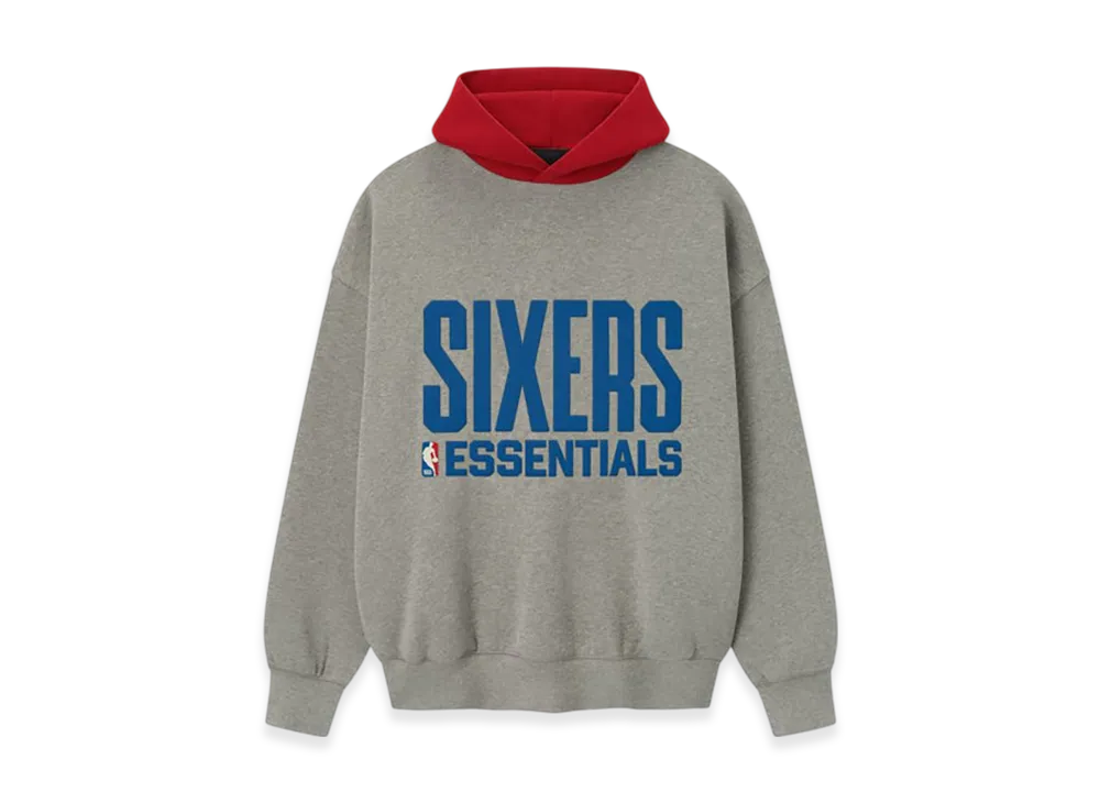FEAR OF GOD ESSENTIALS Sixers Sport Hoodie "Concrete Heather/Red"