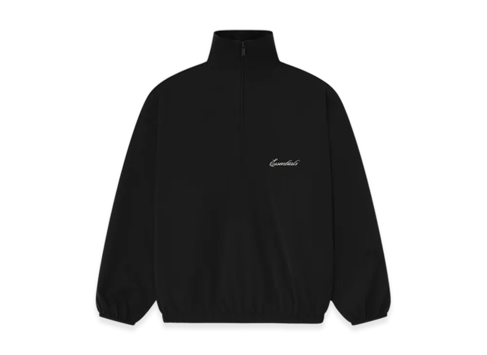 FEAR OF GOD ESSENTIALS Sporty Nylon Half Zip "Jet Black"