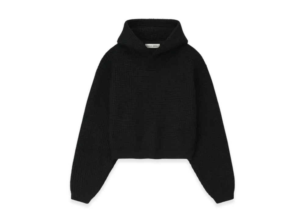 FEAR OF GOD ESSENTIALS Women's Heavy Waffle 90's Hoodie "Vintage Black"