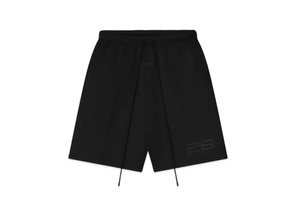 FEAR OF GOD ESSENTIALS Satin Fleece Relaxed Sweatshort "Vintage Black"