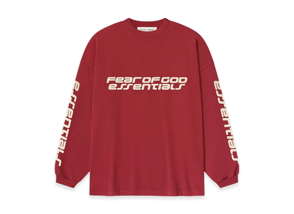 FEAR OF GOD ESSENTIALS 90's Long Sleeve Tee "Crimson"