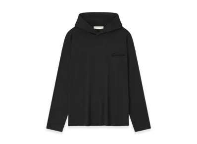 FEAR OF GOD ESSENTIALS Womens Embroidered Classic Fit Hooded Long Sleeve "Vintage Black"