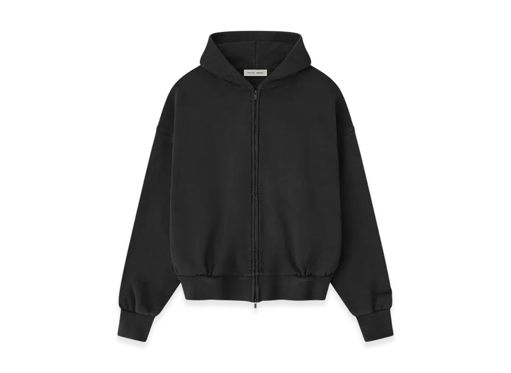 FEAR OF GOD ESSENTIALS Embroidered Classic Full Zip Hoodie "Vintage Black"