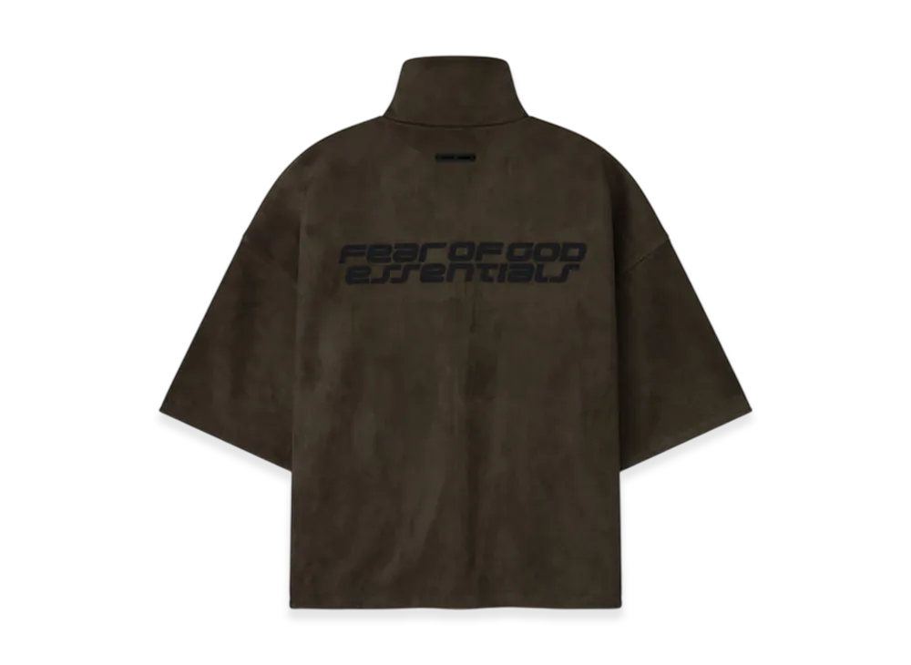 FEAR OF GOD ESSENTIALS Suede Fleece High Neck 3/4 Sleeve Jacket "Brown"