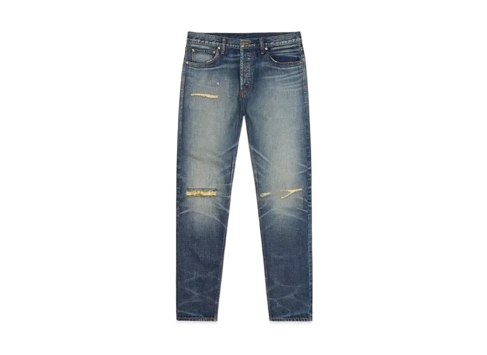 フィアオブゴッド エッセンシャルズ デニム ジーンズ "ディストレスト インディゴ"