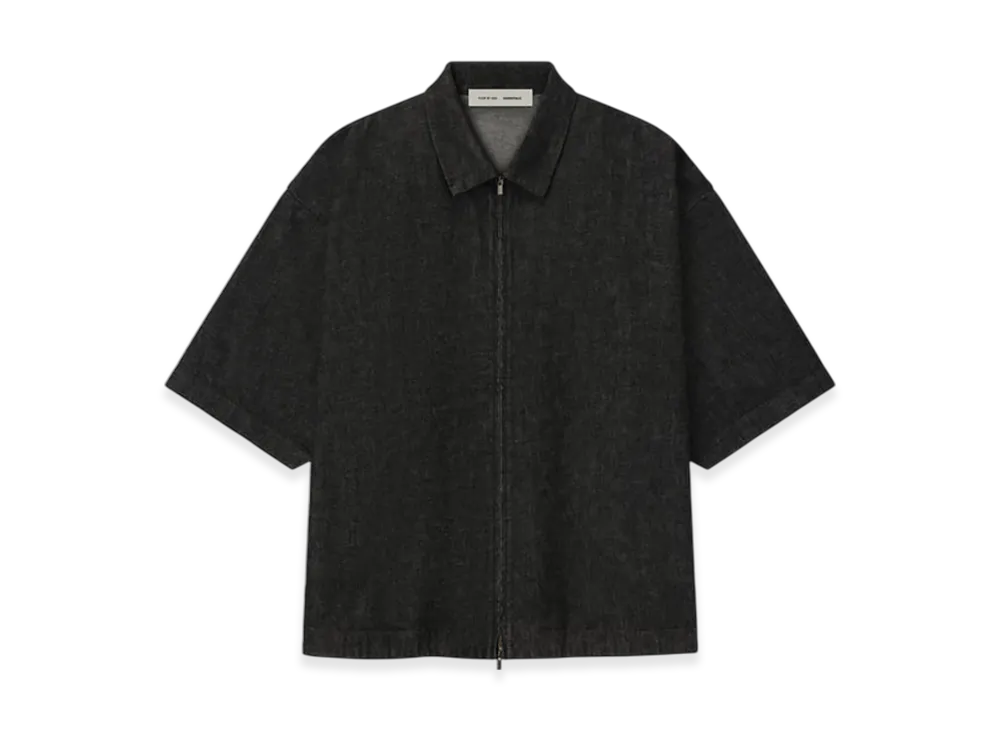 FEAR OF GOD ESSENTIALS Denim Full Zip Work Shirt "Vintage Black"