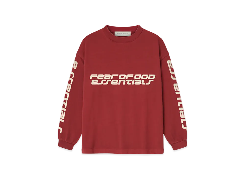 FEAR OF GOD ESSENTIALS Kids Long Sleeve Tee "Crimson"