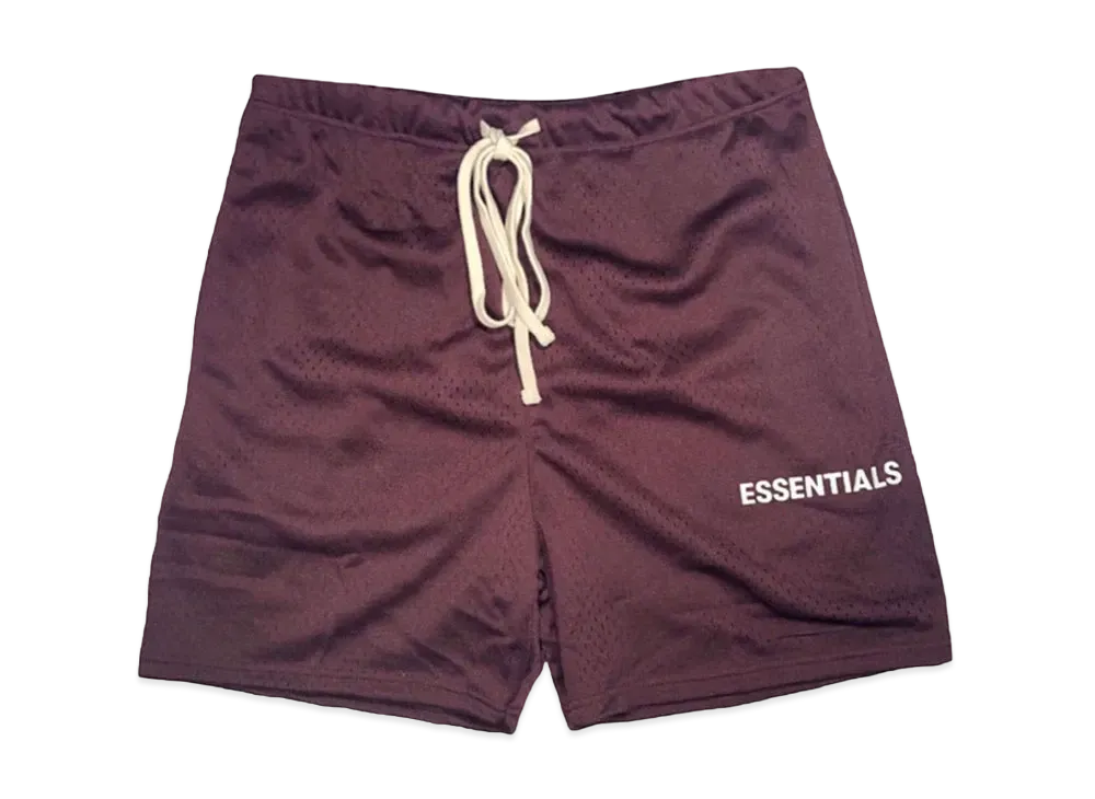 FEAR OF GOD Essentials Graphic Mesh Drawstring Shorts "Burgundy"