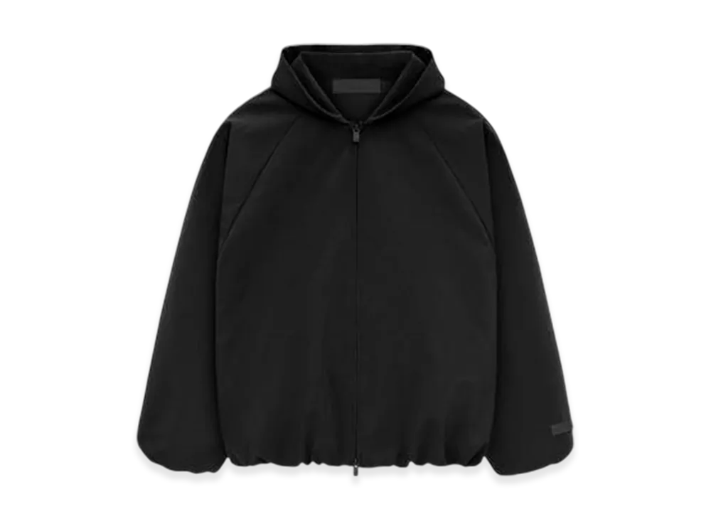FEAR OF GOD ESSENTIALS Bonded Nylon Hooded Bomber "Black"