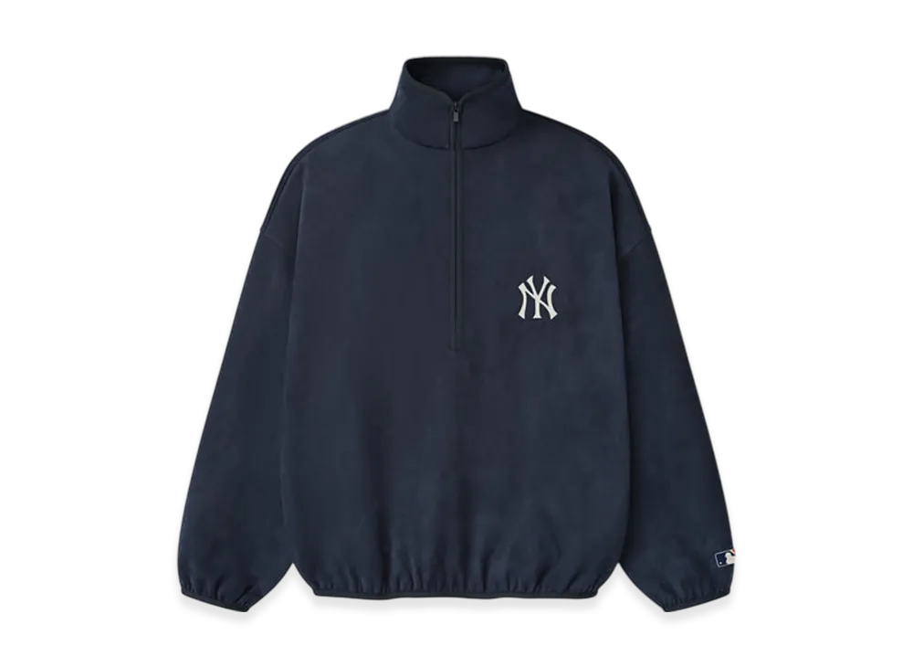 FEAR OF GOD ESSENTIALS Yankees Suede Fleece Modern Half Zip "Dark Sapphire"